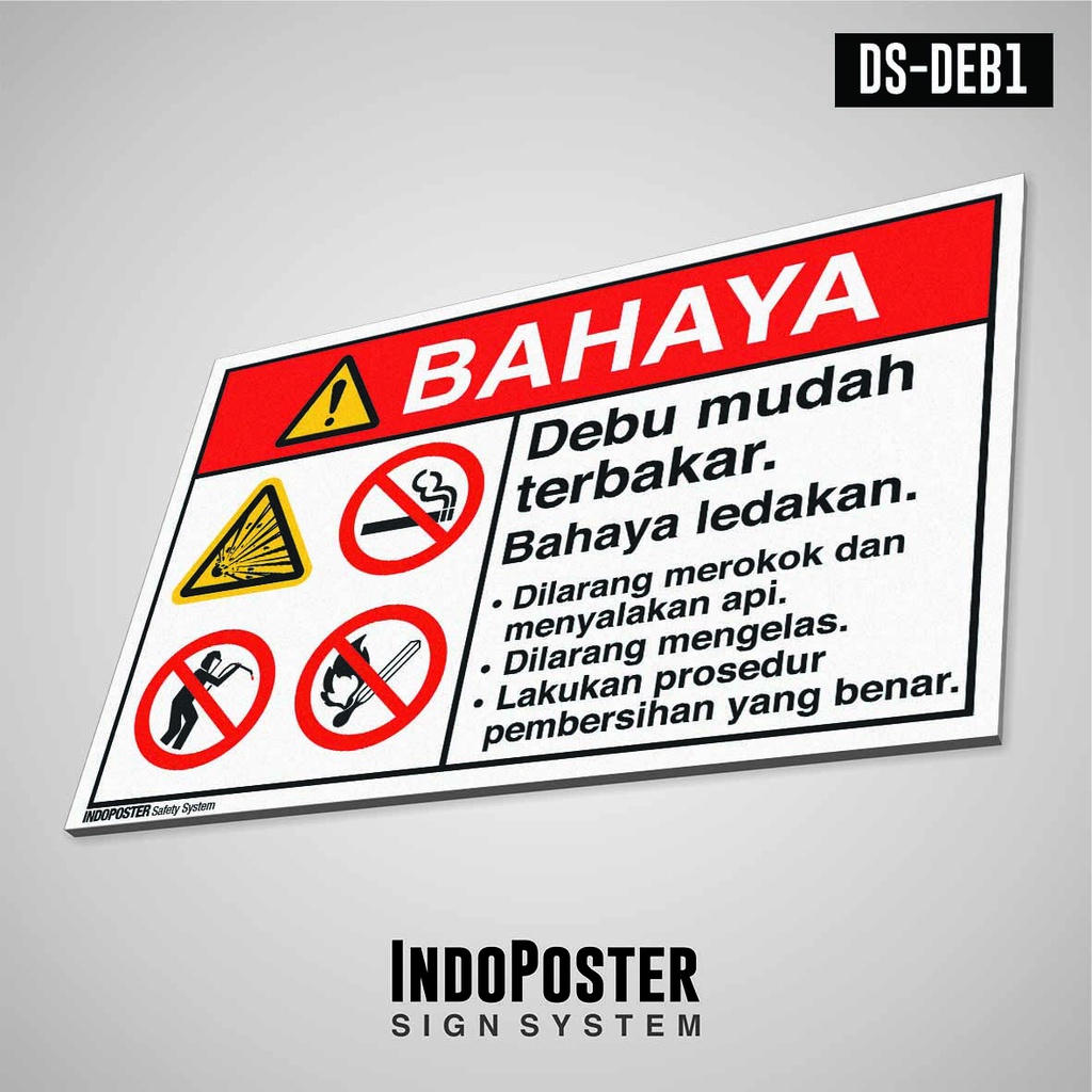 

Safety Sign Rambu K3 PVC ANSI Bahaya Ledakan Debu Mudah Terbakar Bahaya Ledakan Dilarang Merokok dan Menyalakan Api Dilarang Mengelas