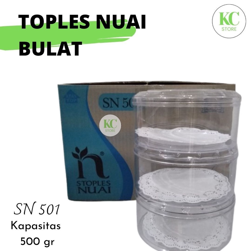 Toples Nuai Bulat 500 Gr Toples Kue Kering Murah Toples Nuai Bening