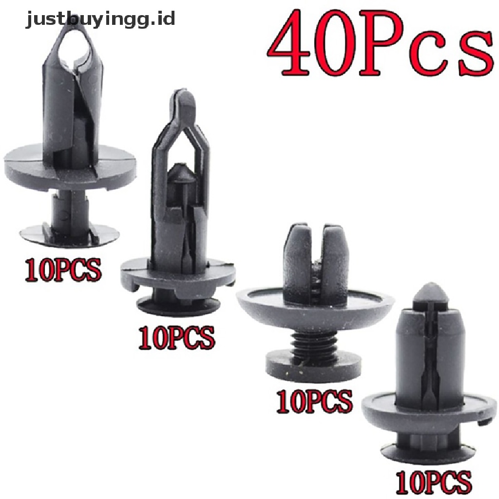 (Justbuyingg.Id) 40pcs Klip Rivet Tekan Pengencang Fender / Bumper Mobil Bahan Plastik