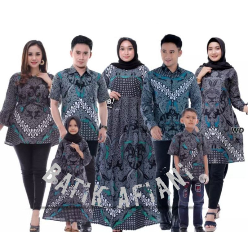 Baju Batik Couple Keluarga Sania Ruffle Ori Ndoro Jowi Dnt Dimensi Abu