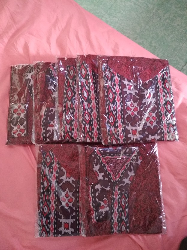 Batik Couple Keluarga Sania Ruffle Ori Ndoro Jowi Dnt Mega Mendung- Batik Pekalongan