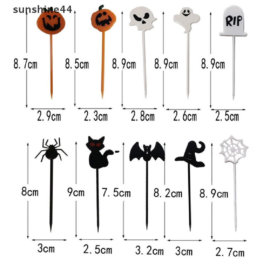 Sunshine 10pcs / set Tusuk Gigi Cupcake Bahan Plastik Untuk Dekorasi Halloween