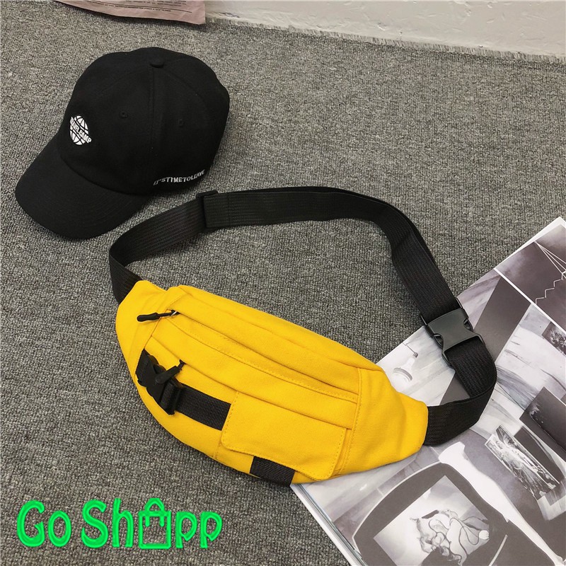 Waist Bag Unisex Kanvas Import High Quality - Waistbag Couple - Tas Pinggang Import Murah [WB05]