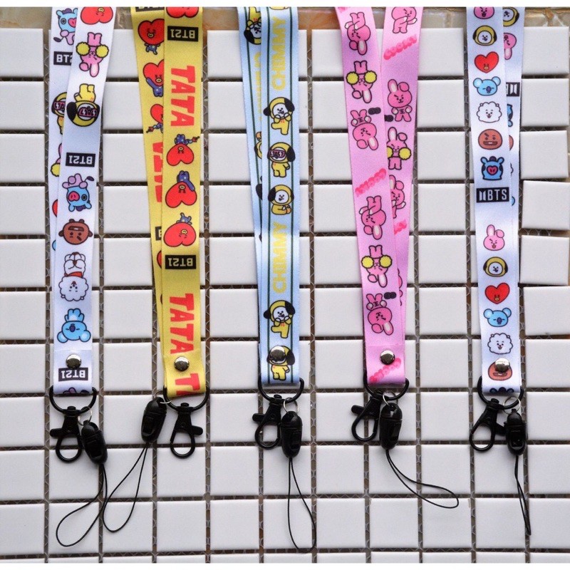 Kpop BTS BT21 Fashion Long Lanyard Phone Strap Pendant Keychain