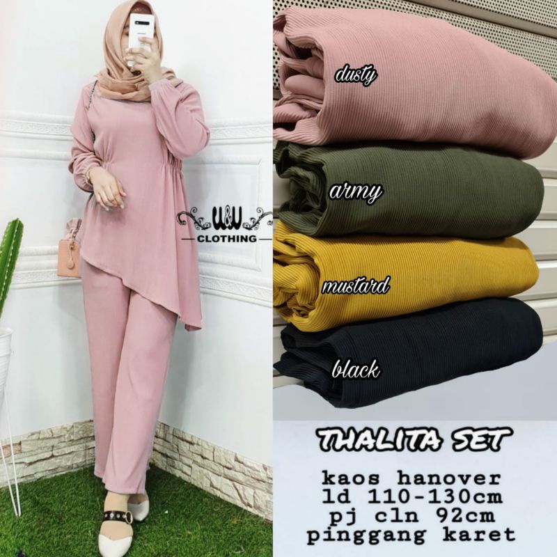 THALITA SET // ONE SET // PAKAIAN WANITA MUSLIM POLOS // KAOS HANOVER BY W&W CLOTHING-2