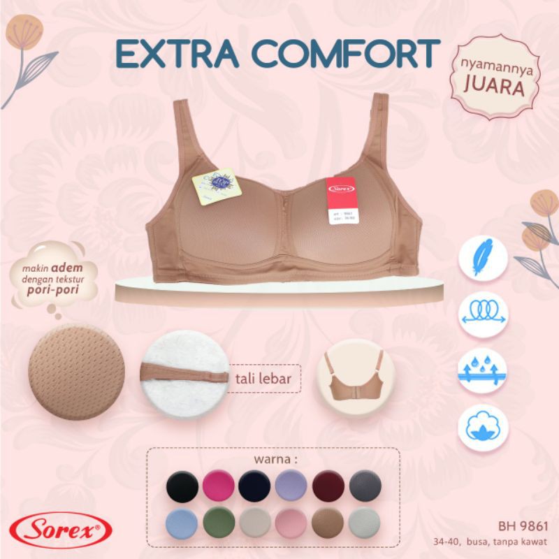 Bh bra Pori Tanpa kawat Busa Tipis Cup Besar Sorex 9861 extra comfort