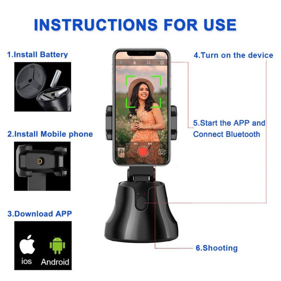 Apai Genie 360° Gymbal Object Smart Tracking Holder handphone