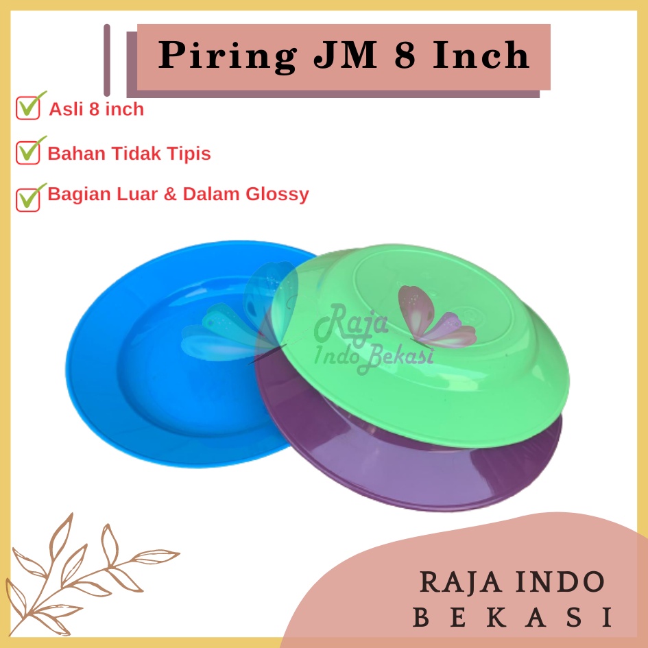 Piring Plastik JM 8 Inch Warna Biru Hijau Ungu - Piring Kecil Besar Set Makan Plastik Acara Pesta Melamin Rotan Murah - (1 pcs) Piring makan plastik ukuran 9&quot; super warna pekat murah grosir