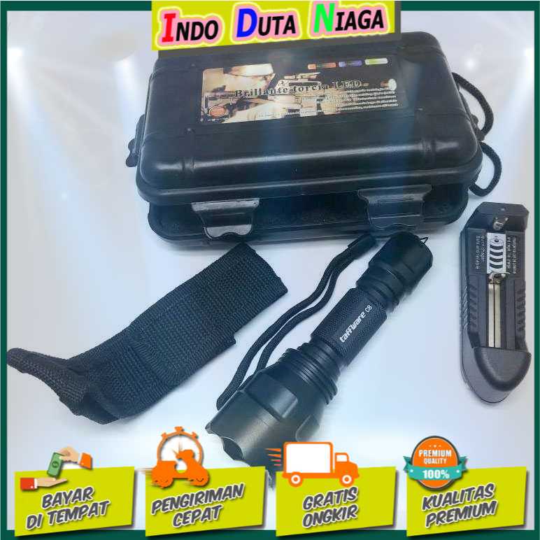 IDN TOOLS - TaffLED Paket Senter LED Cree Q5 + 1xBaterai + Charger + Box - C8