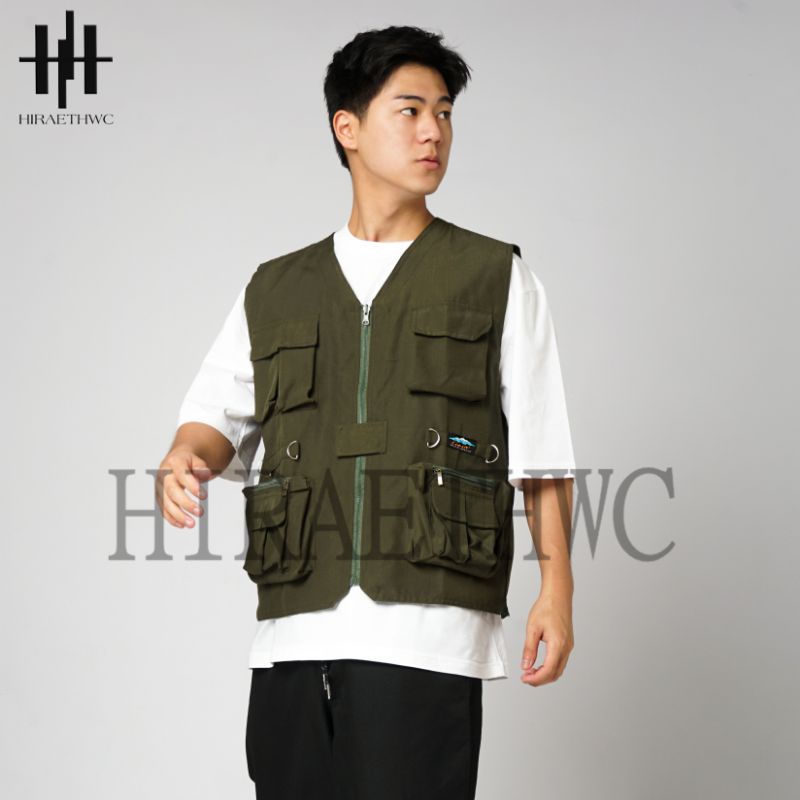 ROMPI CARGO MULTIFUNGSI VEST HIJAU ARMY UNISEX TERBAIK