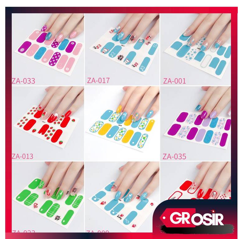 Grosir - 664 (14Pcs) Stiker Kuku Cute / Nail Sticker / Stiker Kuku Model Korea/ Nail Art