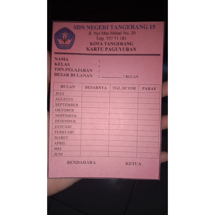CETAK KARTU IURAN KARTU SPP RT ABSEN KARTU IURAN CUSTOM KARTU NGAJI