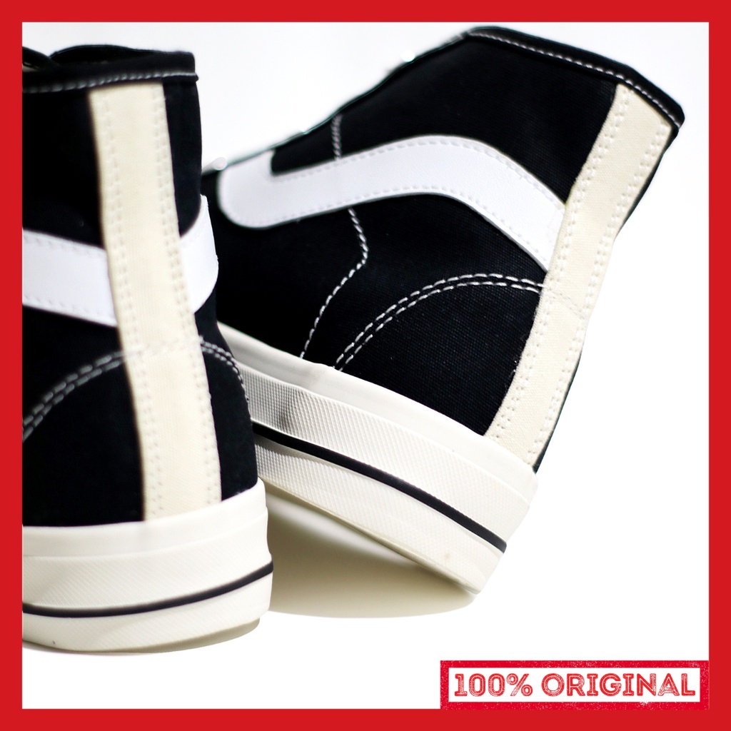 ORIGINAL - Sepatu Brand Lokal Kasual Pria Wanita No Brand Black White High Not Sneakers Ventela Public Hi Hitam Putih