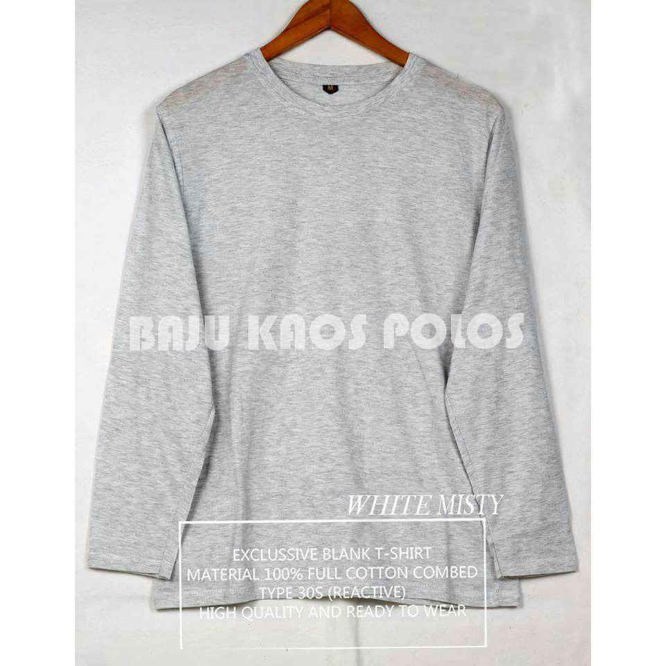  BAJU  KAOS  POLOS  WHITE MISTY putih  misty LENGAN PANJANG 