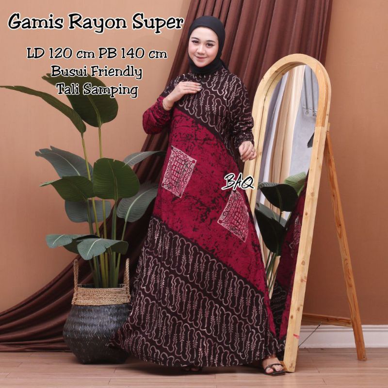 Gamis Rayon Super Premium Motif Abstrak Malaman Resleting Busui Bumil Homedress Wanita Kekinian Batik Pekalongan Termurah