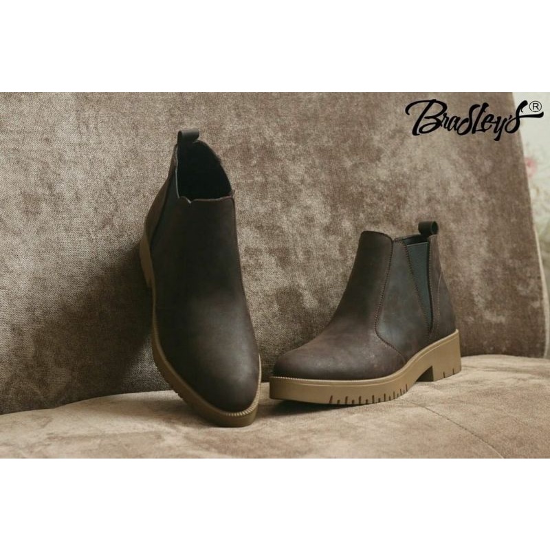 BRADLEYS AUDREY - Sepatu Boots Wanita Kulit Asli Casual Kerja Modis Cantik Original Slop Cewek