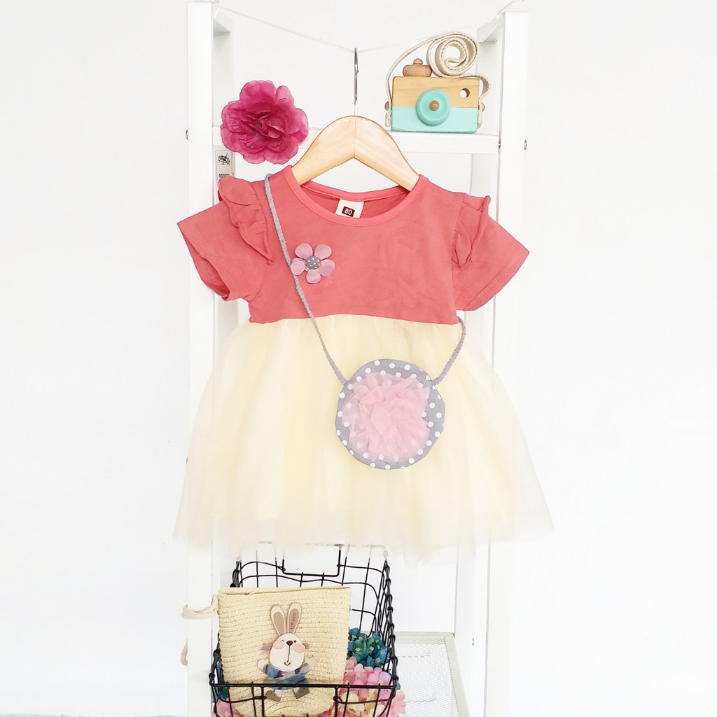 HappyOliver DRESS ROUND POLKA BAGS 267 EBV Baju Dress Anak Perempuan Import 6 bulan - 3 tahun/Dress Bayi Perempuan/Gaun Bayi Perempuan/Dress Pesta/Dress Bayi