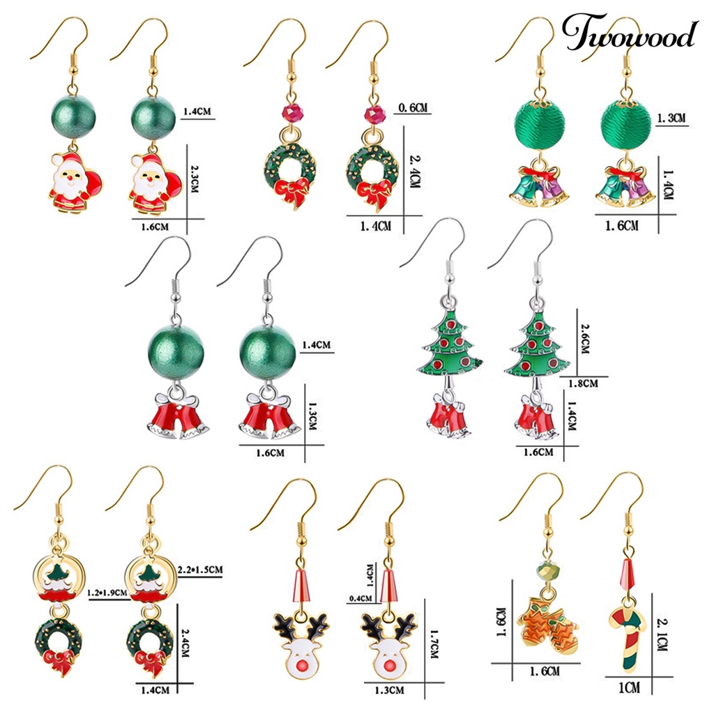 1 Pasang Anting Hook Desain Natal Untuk Anak Perempuan