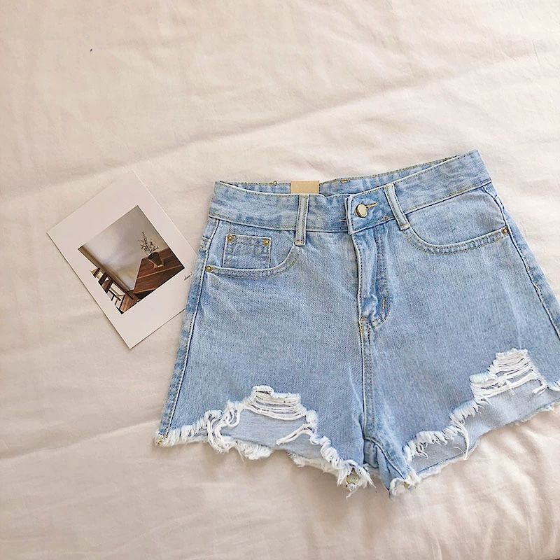 OOTD Celana pendek putih wanita Hot pants jeans celana jeans pendek wanita sobek shorts pants wanita  korea ootd ripped jeans wanita cewek dewasa kekinian jumbo