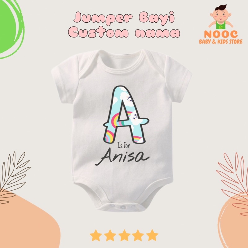 Jumper Bayi Custom NAMA (MOTIF 1) / BAJU MASUKAN NAMA / Jumper Nama Bayi