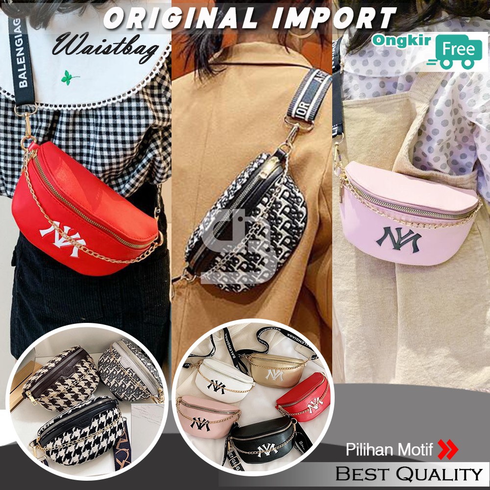 Tas Selempang Waistbag Anak Cewek Perempuan Import Warna Merah Pink Putih Coklat Hitam Abu Terbaru
