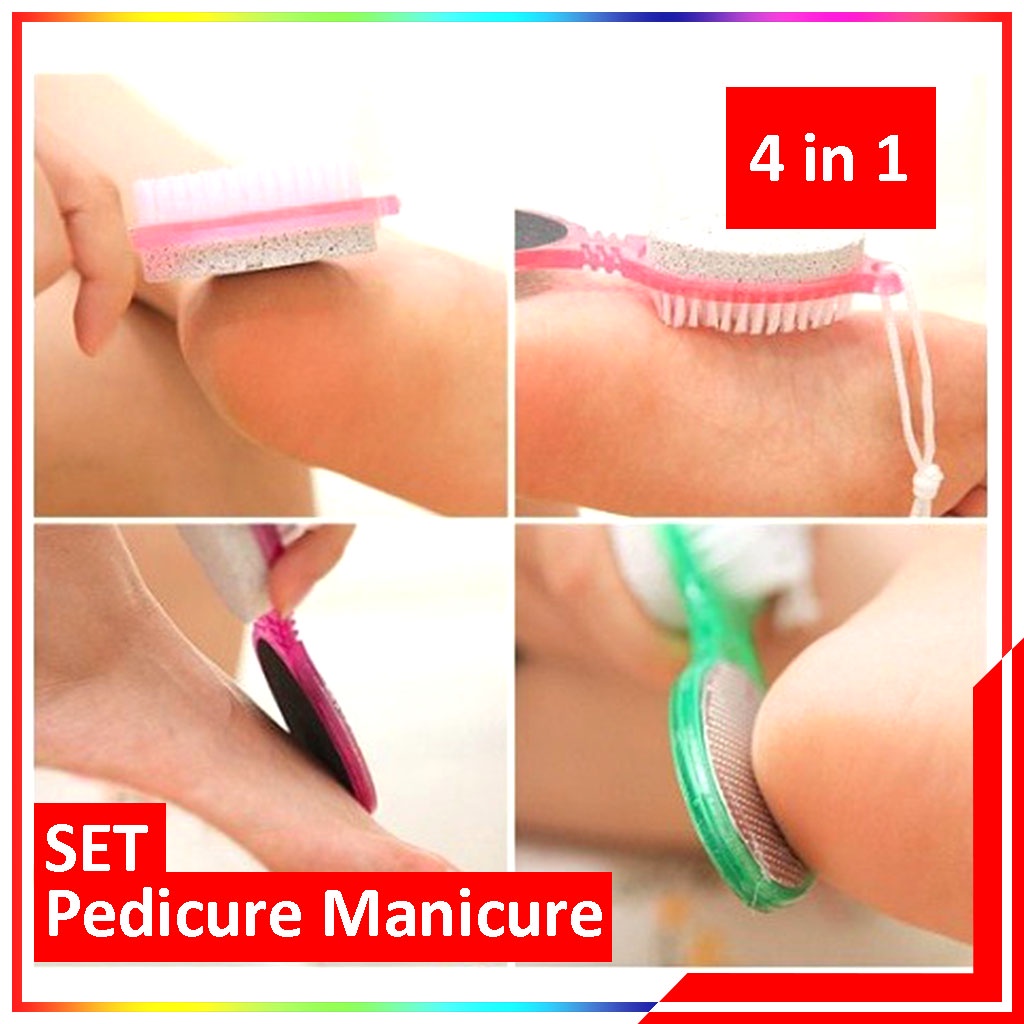 4 Step Perawatan Kaki Pedicure Manicure Set Paddle Foot Cleanser Penghalus Kaki Pecah Pecah Kaki Kapalan 4 in1