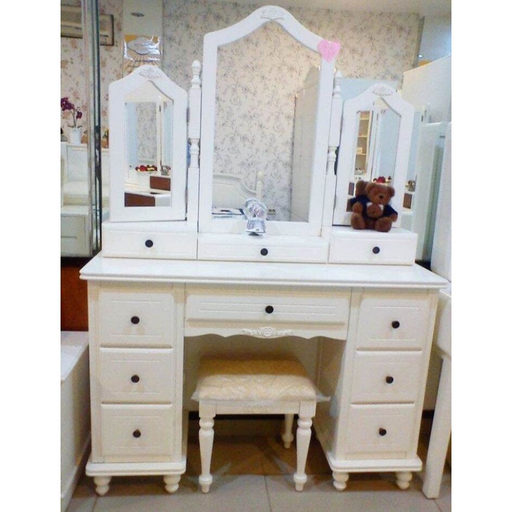 meja rias putih Duco mewah minimalis kayu jati TPK tolet jepara