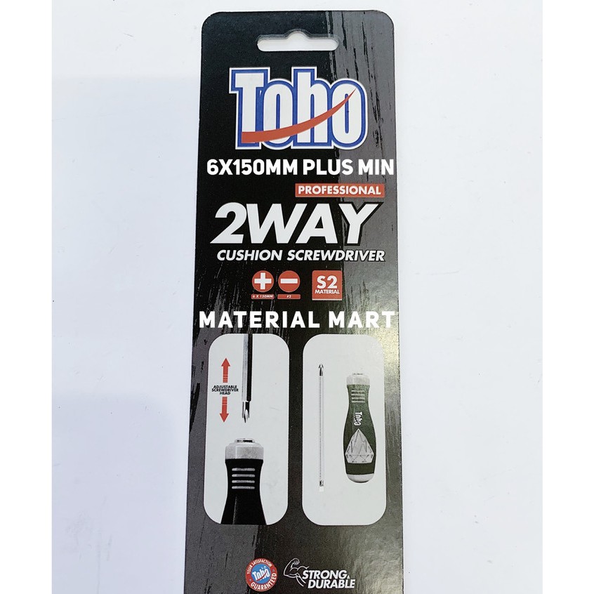 Obeng Bolak Balik Toho | Obeng 2 Way Plus Min | Cushion Screwdriver ORI | Material Mart