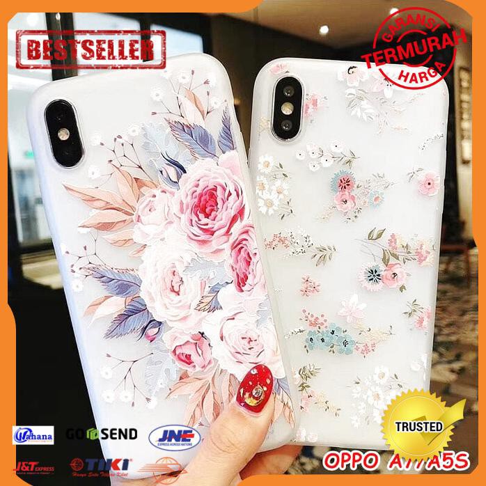 CASE HP OPPO A7 A5S 3D FLOWER SOFT CASE CASING