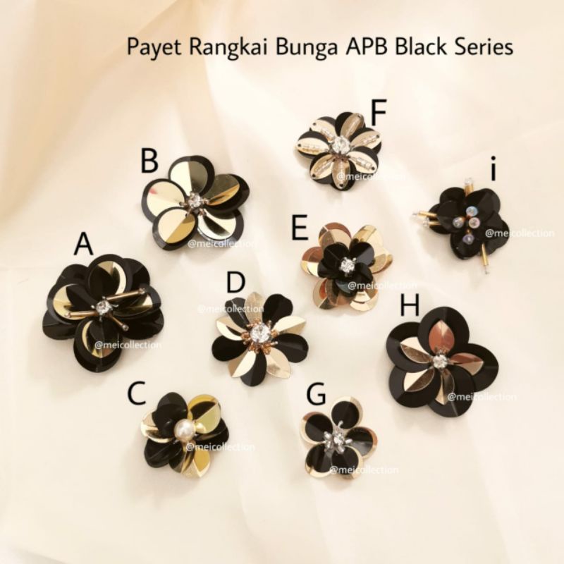 Jual Payet Rangkai Bunga 3d Kompilasi Apb Black Series Payet Jahit