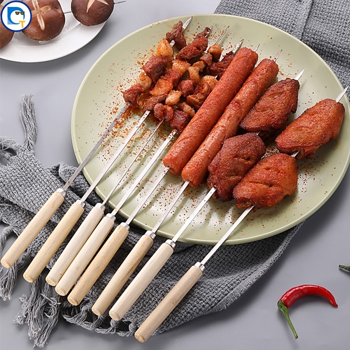 Tusuk Sate Stainless Bakar BBQ Panggang Serbaguna Skewers Pegangan