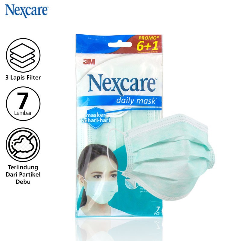 Nexcare 3M Masker 3 lapis Earloop 3pl Mask 6+1 Pcs Daily Masker