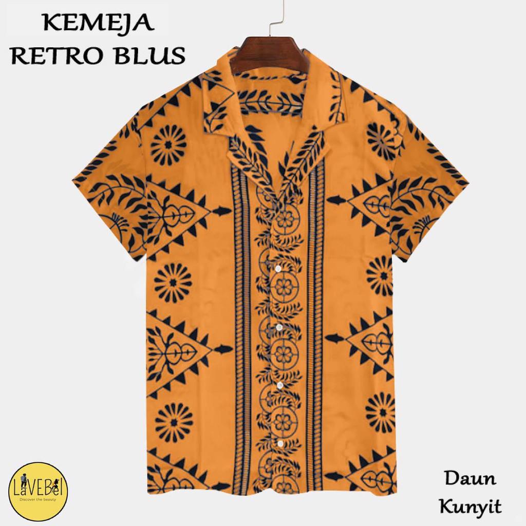 LVB Kemeja RETRO CORAK/Baju Santai/Atasan Wanita Pria/BLUS Motif Batik Bunga Daun/22443 22445 22447