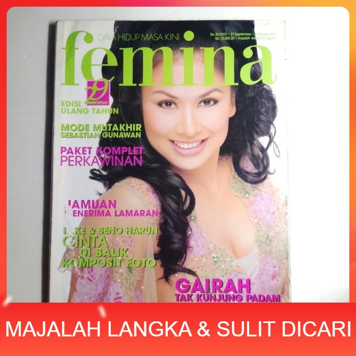 Majalah FEMINA No.39 Okt 2001 Cover TITI DJ Langka