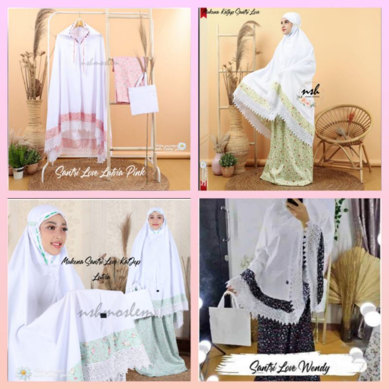 Mukena Dewasa Katun Jepang Santri Variasi Putih Renda Rajut