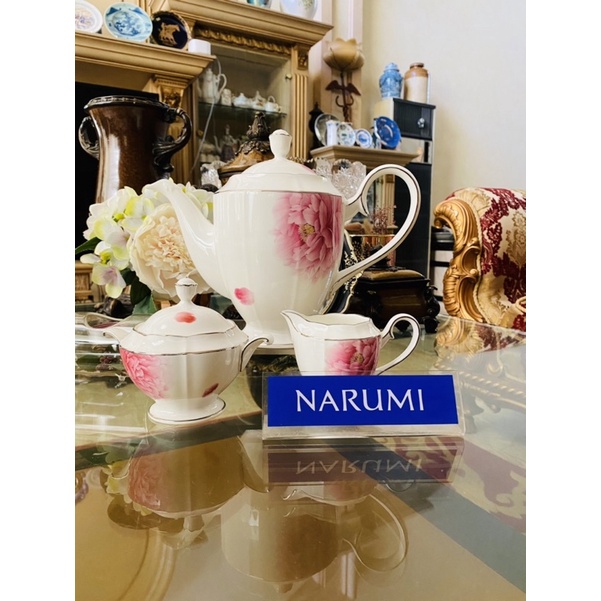 Tea Pot Set Creamer Sugar Narumi Peonia  Mewah Cantik - Teko Set