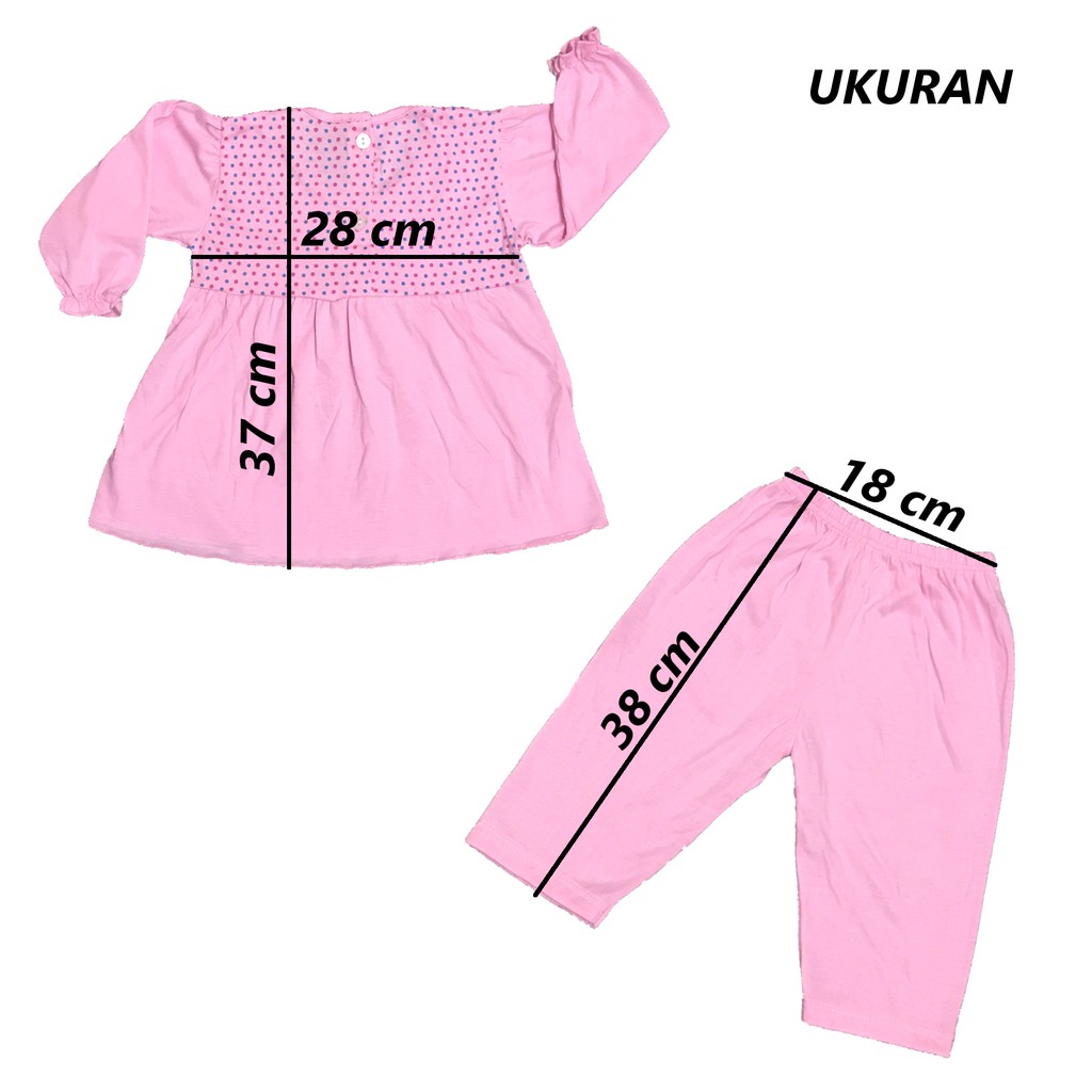 BAYIe - Setelan Baju Muslim/Gamis Anak/Bayi Perempuan Cewek motif CHERRY TIWI usia 2 - 12 Bulan