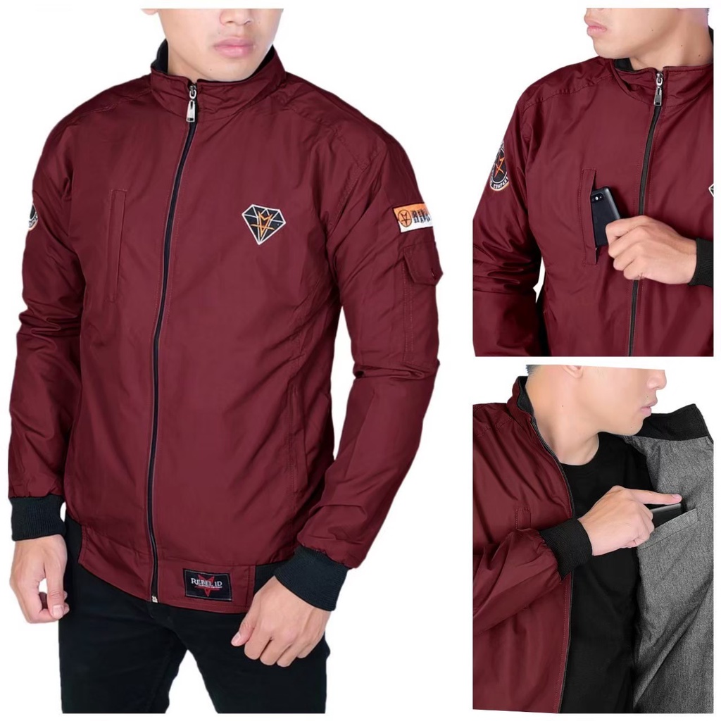 JD - JAKET BOMBER ANTI AIR REBEL ID ORIGINAL PREMIUM TERMURAH / JAKET MOTOR WATERPROOF TERBARU CASUAL DIAMOND