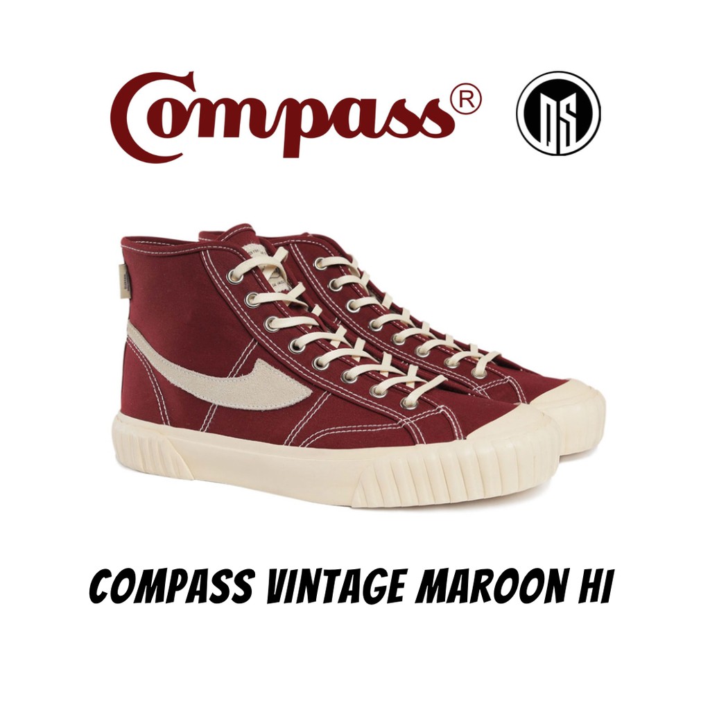 ORIGINAL Sepatu Compass Vintage Maroon Hi size 39