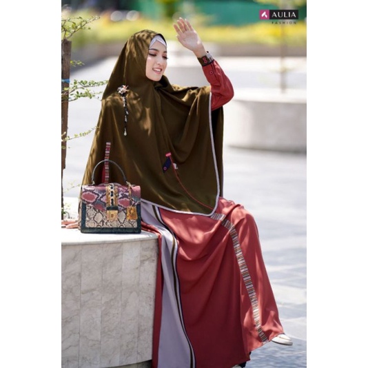 Set Gamis SEIRA BRICK BROWN OLIVE GREEN by Aulia Fashion