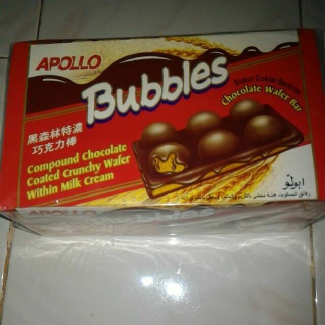 

Apollo Bubbles Chocolate Wafer Bar Biskuit Coklat Berkrim Chocolate Wafer Bar 12pcs