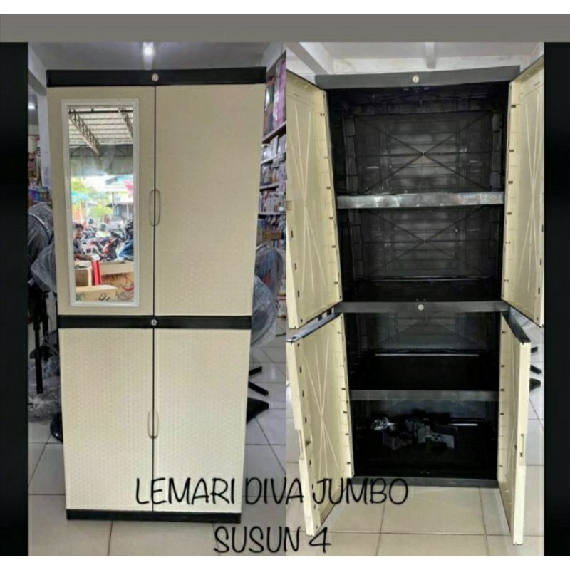 LEMARI PLASTIK DIVA MINI KACA SUSUN 4