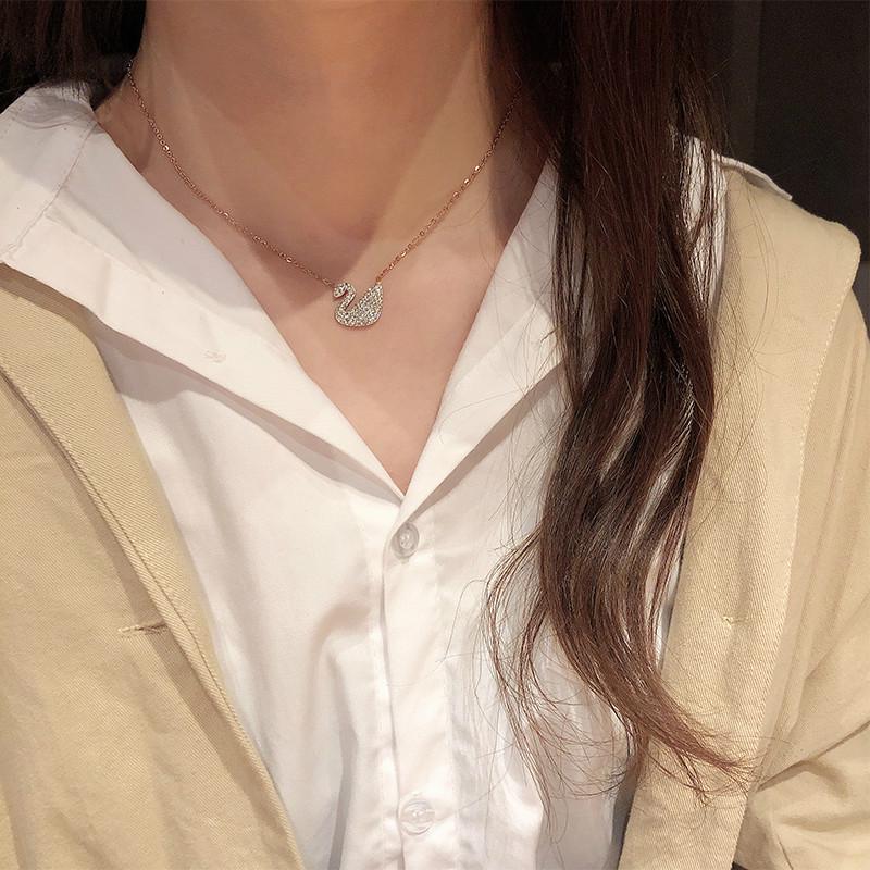 Swan Necklaces Titanium Steel Necklaces Korean Style Swan Necklace Swan Pendant Clavicle Chain Birthday Gift Women