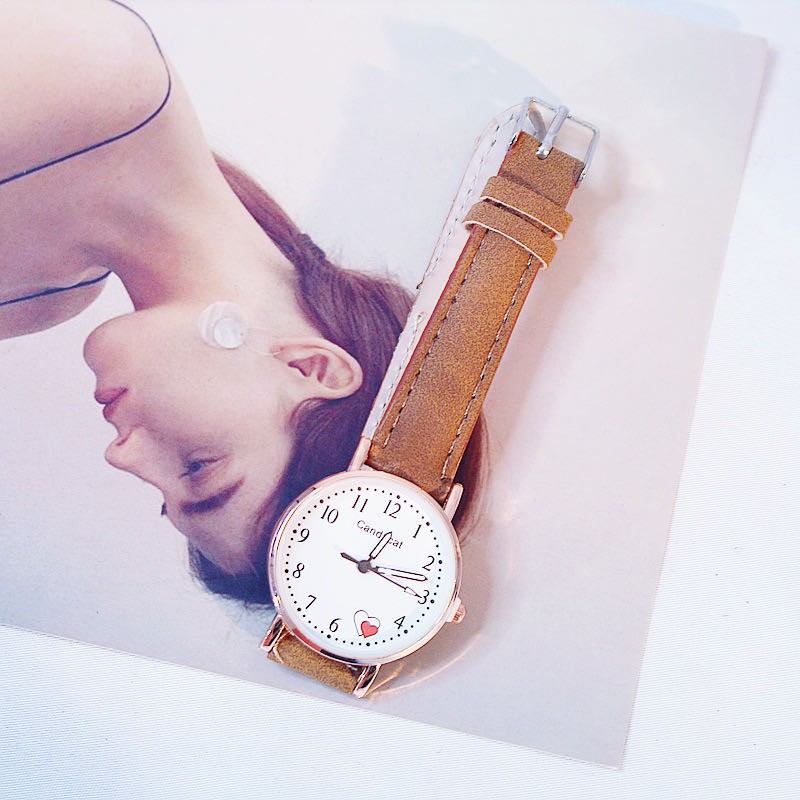 {BAYAR DI TEMPAT} Jam Tangan Love CandyCat Strap PU Casual Analog Gaya Korea Untuk Wanita Fashion