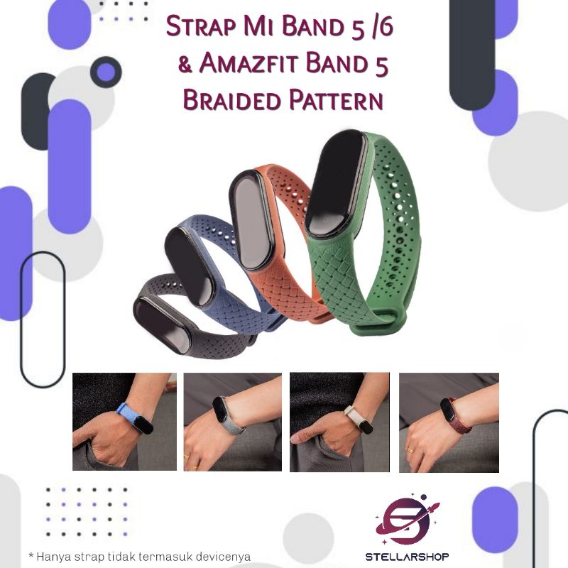 Strap Pengganti Mi Band 5/6 dan Amazfit Band 5 Braided Pattern TPU Silicone