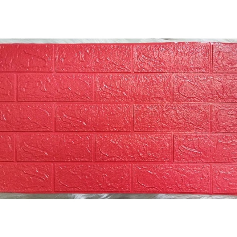 Wallpaper Dinding Foam 3D Kecil Motif Batu Bata / Wallpaper Dinding Foam GM509 / 521 [1KG=26PCS]-RED