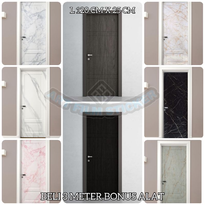 Stiker Pintu Rumah Kamar Mandi Anti Air Motif Marmer Dan Kayu Sticker Pintu Rumah Anti Air Walpaper 