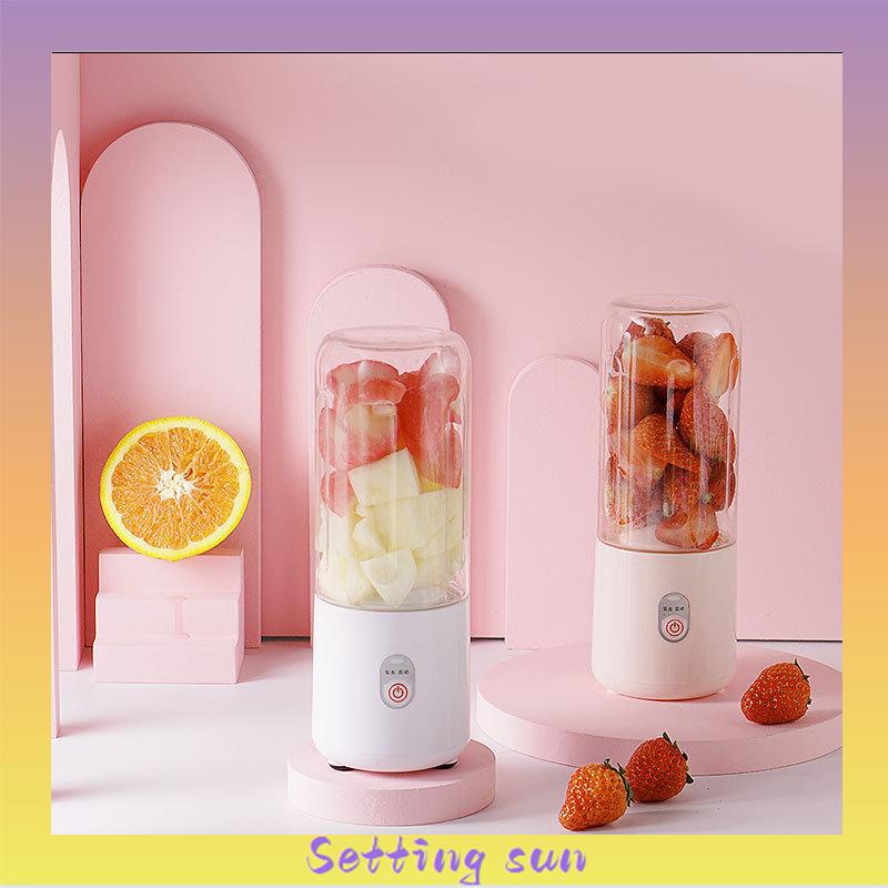 Juicer Portable USB 410ML Mini Juicer Multifungsi 4 Mata Pisau Kaca menebal cangkir TN