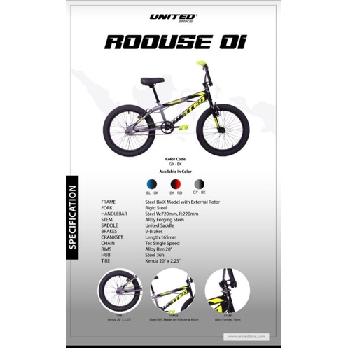 sepeda BMX 20 United Roouse