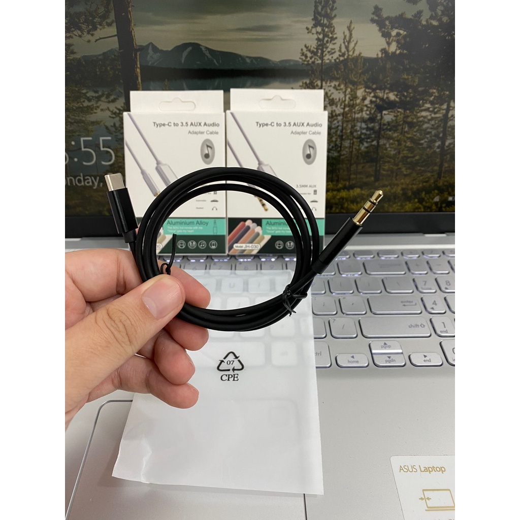 Kabel Type C to 3.5 AUX JH-030 Audio Adapter Mobil Headset Aluminium Alloy Material